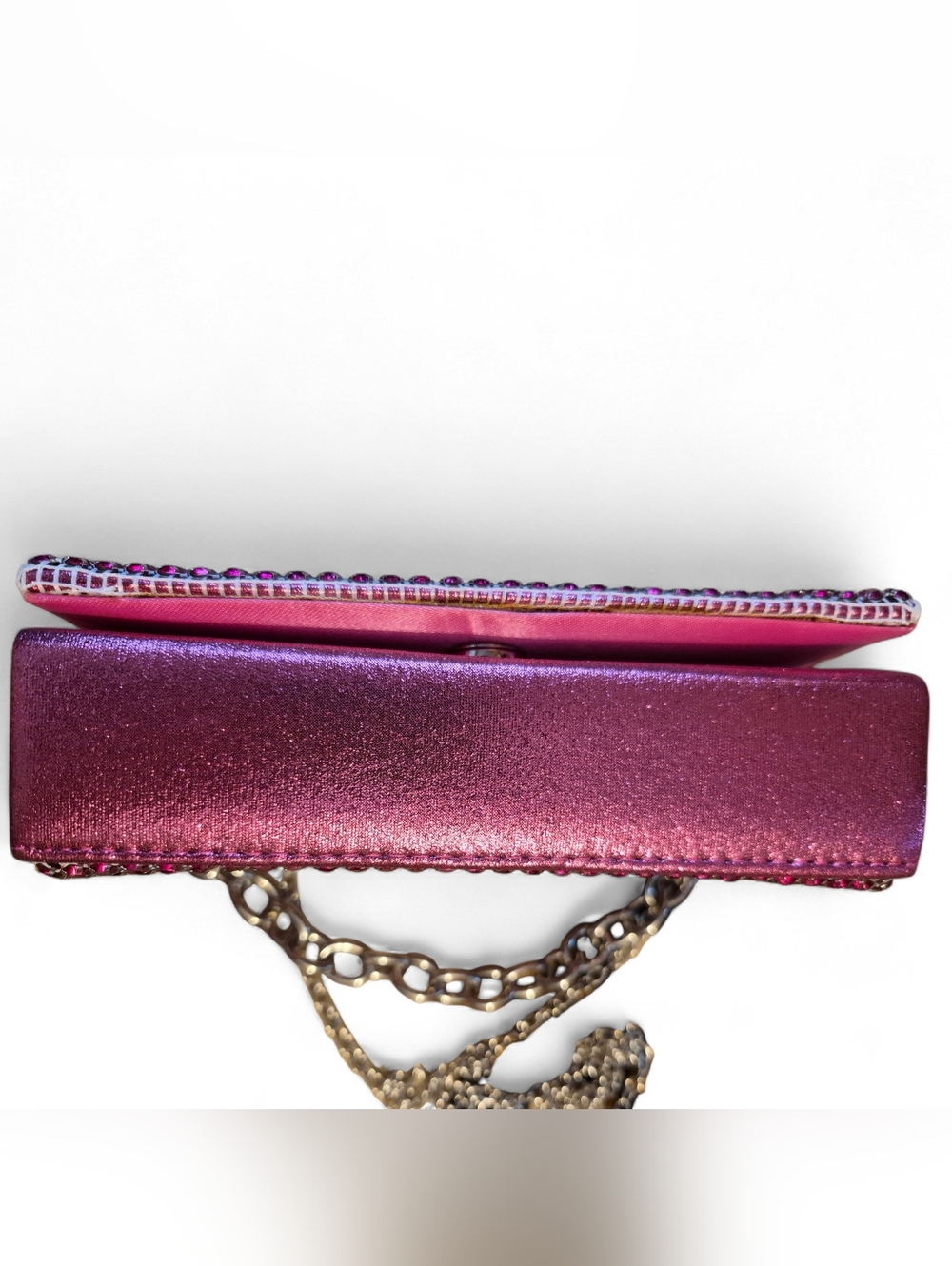 Jessica McClintock Women's Purse Clutch Pink Rhinestone - Picture 4 of 12